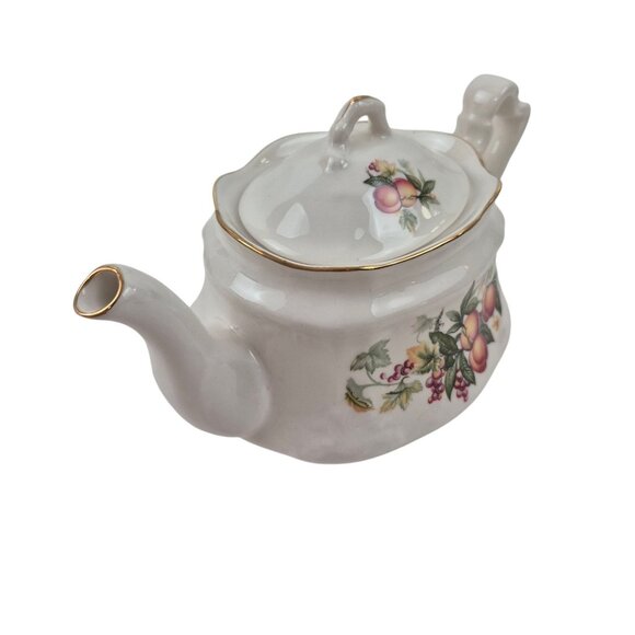 Arthur Wood And Son Teapot Porcelain Floral Gold Trim Staffordshire England 6404 - Picture 9 of 10
